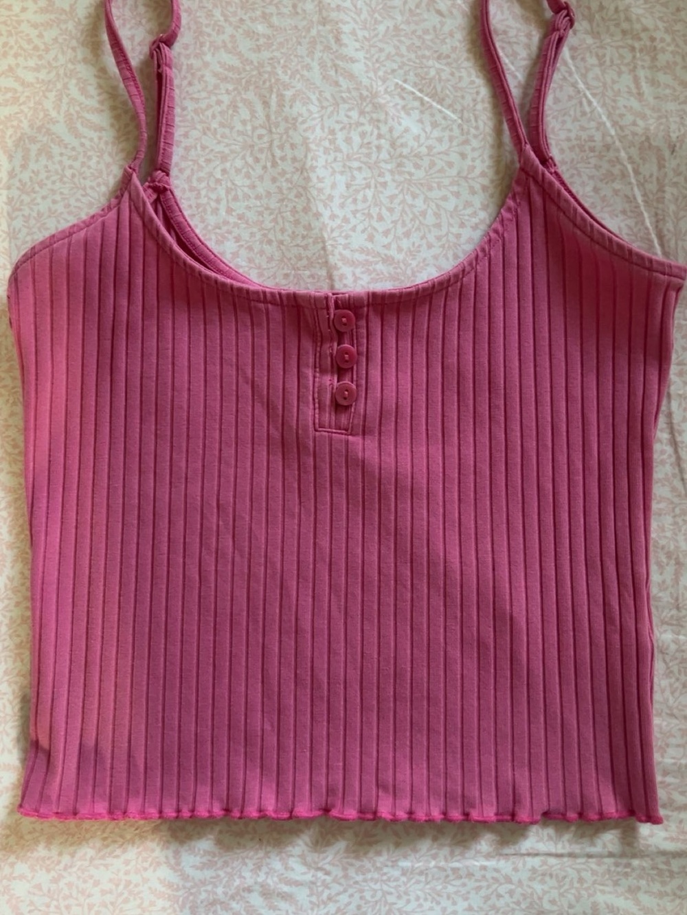 American Eagle Outfitters Rose Pink Ribbed Button Tank
